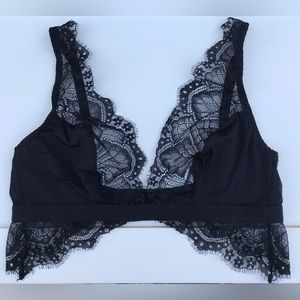 Cosabella Plunge Lace Bra Small Black Lace Trim